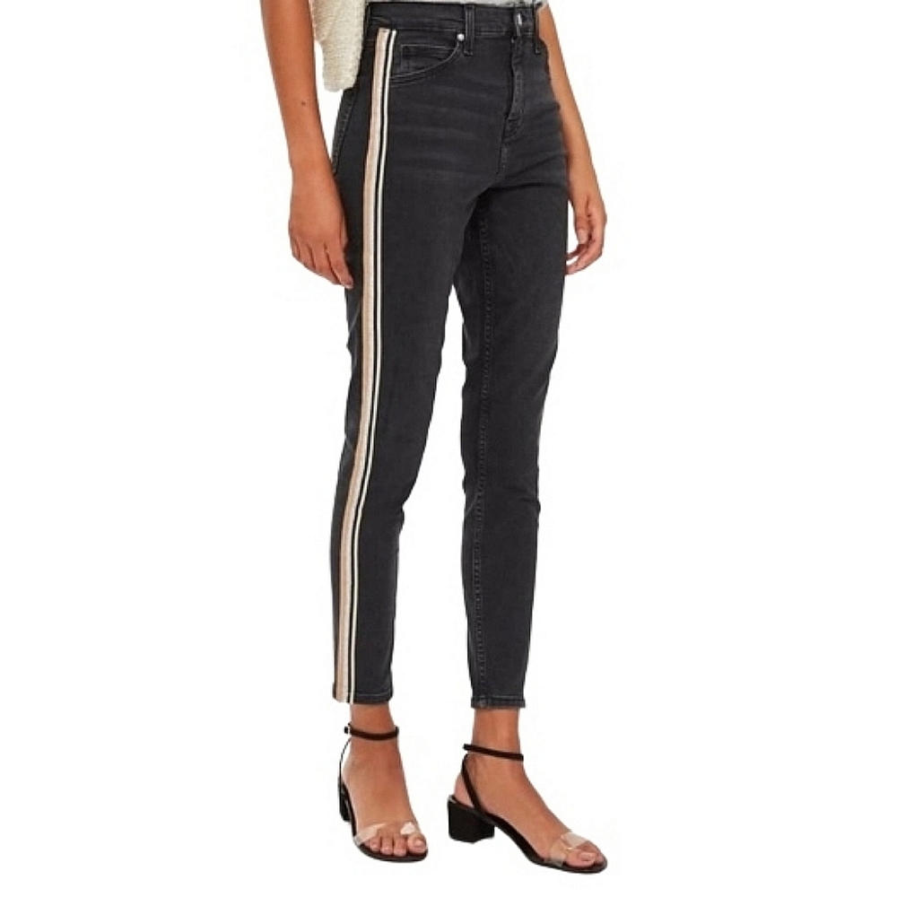 Topshop Moto Jamie Striped High Rise Skinny Jeans
